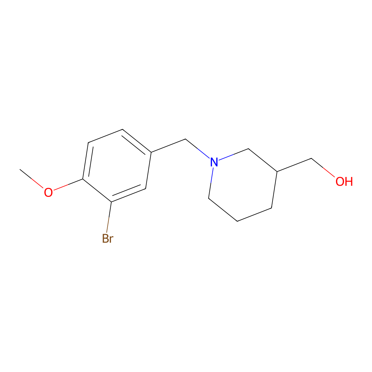 (1-(3-Bromo-4-methoxybenzyl)piperidin-3-yl)methanol molecular structure, CAS 415719-63-0