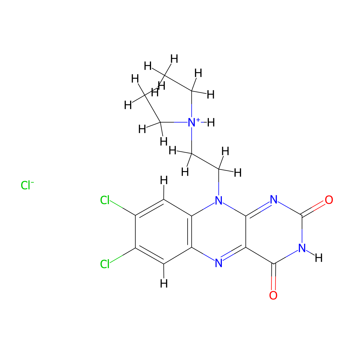 Isoalloxazine, 7,8-dichloro-10-(2-diethylamino)ethyl-, hydrochloride molecular structure, CAS 41572-59-2