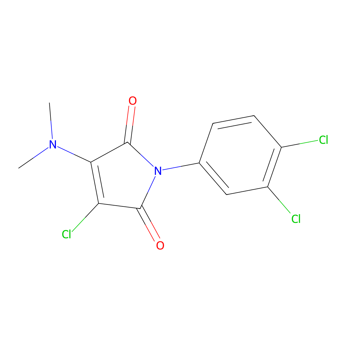 3-Chloro-1-(3,4-dichlorophenyl)-4-(dimethylamino)pyrrole-2,5-dione molecular structure, CAS 415720-00-2