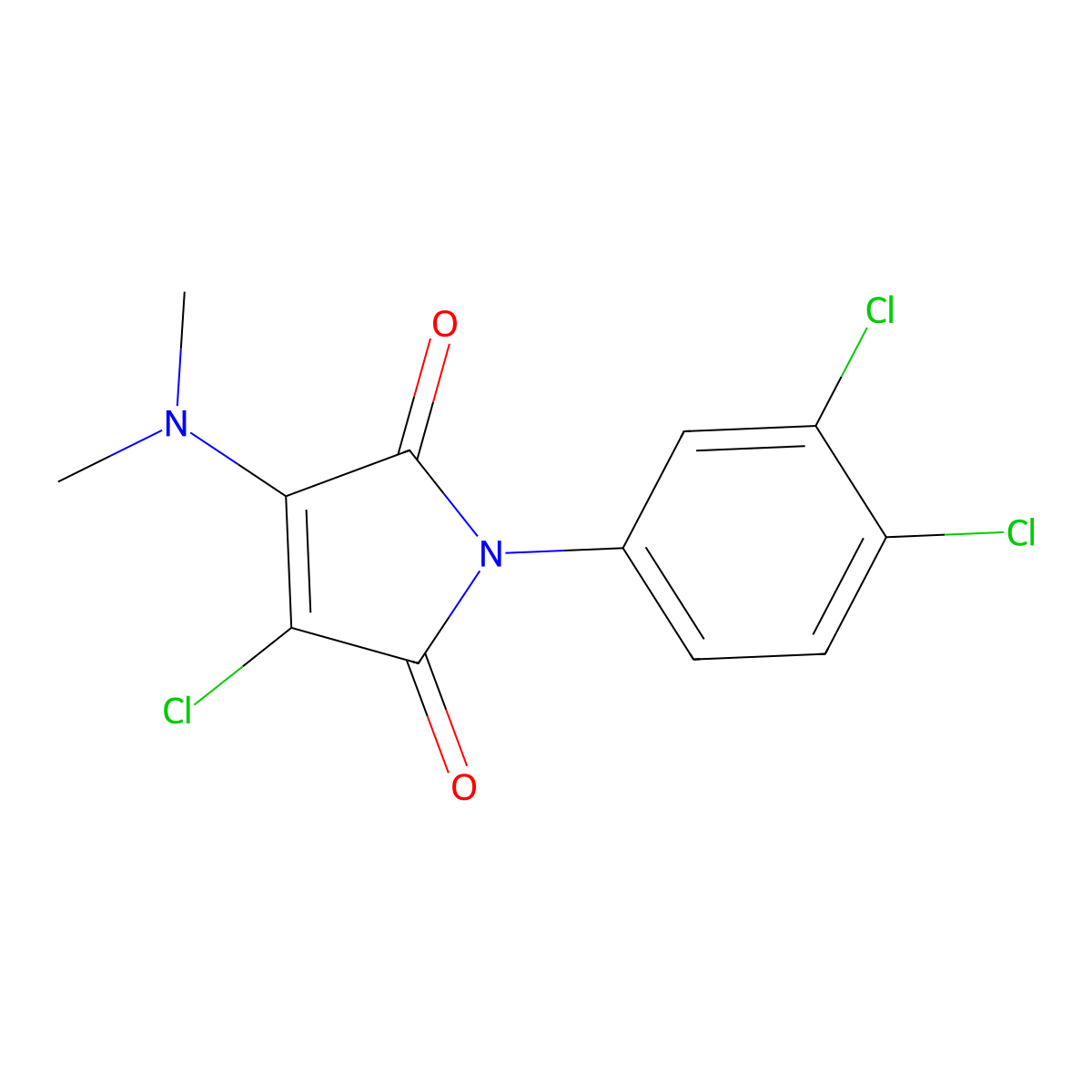 3-Chloro-1-(3,4-dichlorophenyl)-4-(dimethylamino)pyrrole-2,5-dione molecular structure, CAS 415720-00-2