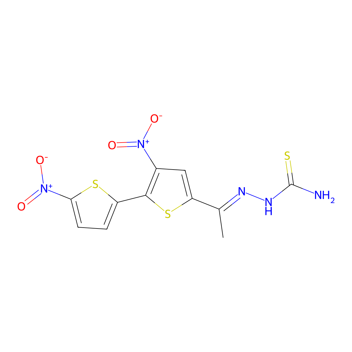2-[1-(3,5'-Dinitro[2,2'-bithiophen]-5-yl)ethylidene]hydrazine-1-carbothioamide molecular structure, CAS 415720-37-5