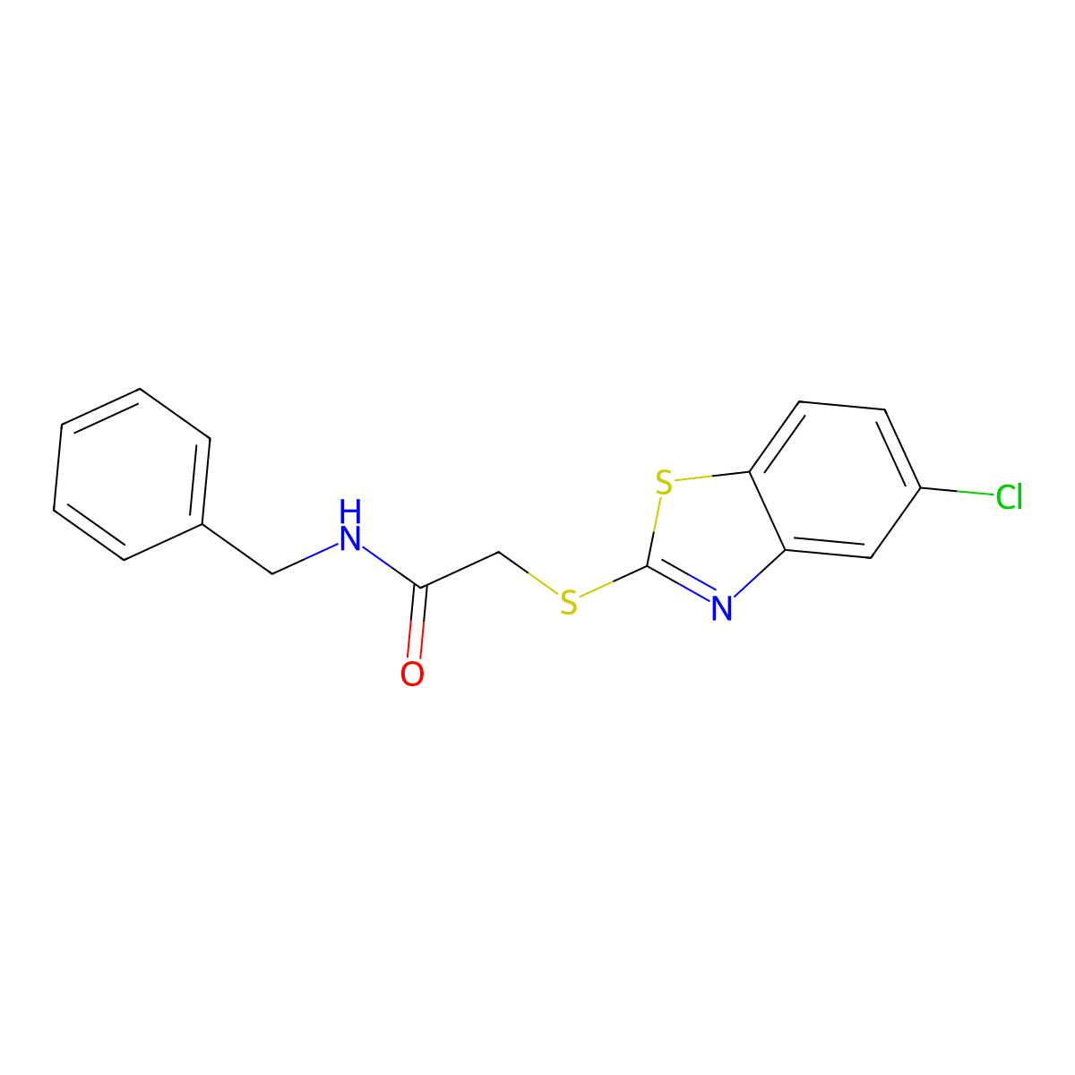 N-Benzyl-2-[(5-chloro-1,3-benzothiazol-2-yl)sulfanyl]acetamide molecular structure, CAS 415721-04-9