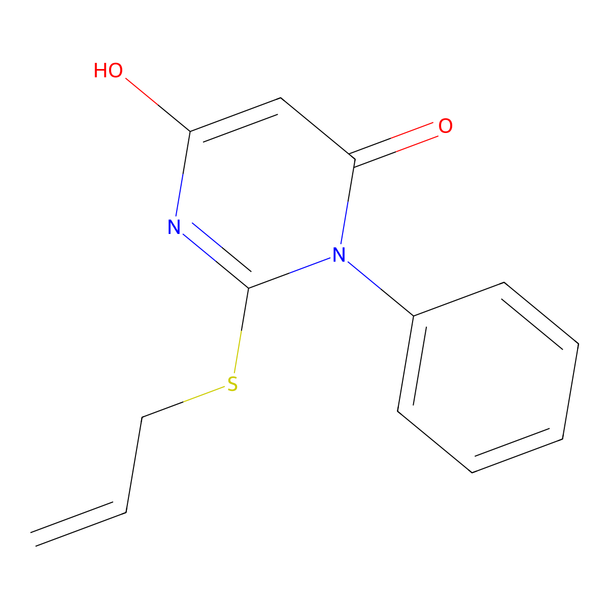6-hydroxy-3-phenyl-2-(prop-2-en-1-ylsulfanyl)pyrimidin-4(3H)-one molecular structure, CAS 415721-27-6