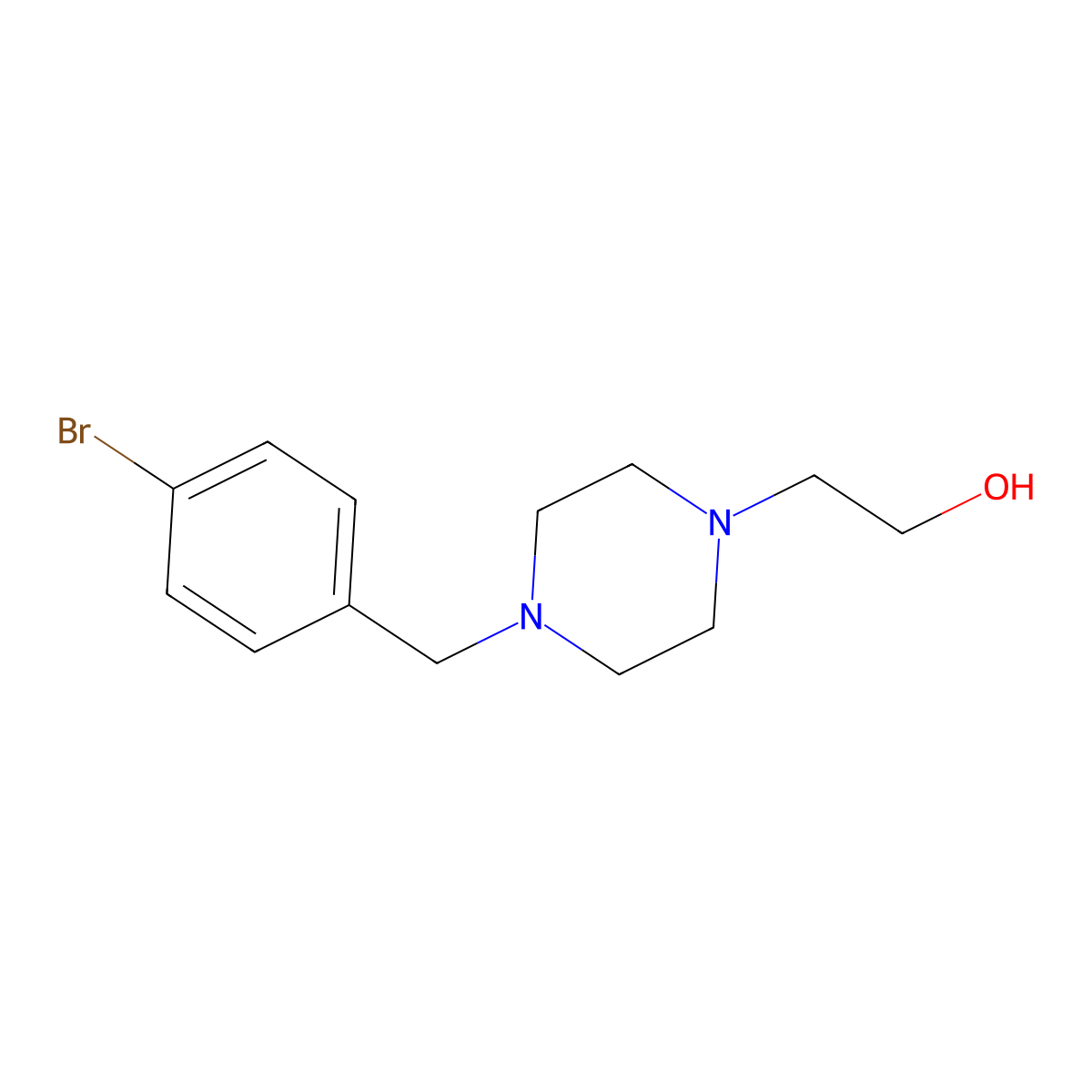 2-[4-[(4-Bromophenyl)methyl]piperazin-1-yl]ethanol molecular structure, CAS 415721-83-4