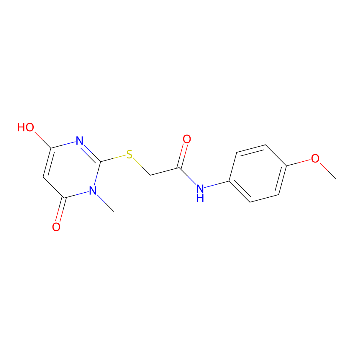 2-(6-hydroxy-1-methyl-4-oxopyrimidin-2-yl)sulfanyl-N-(4-methoxyphenyl)acetamide molecular structure, CAS 415721-98-1