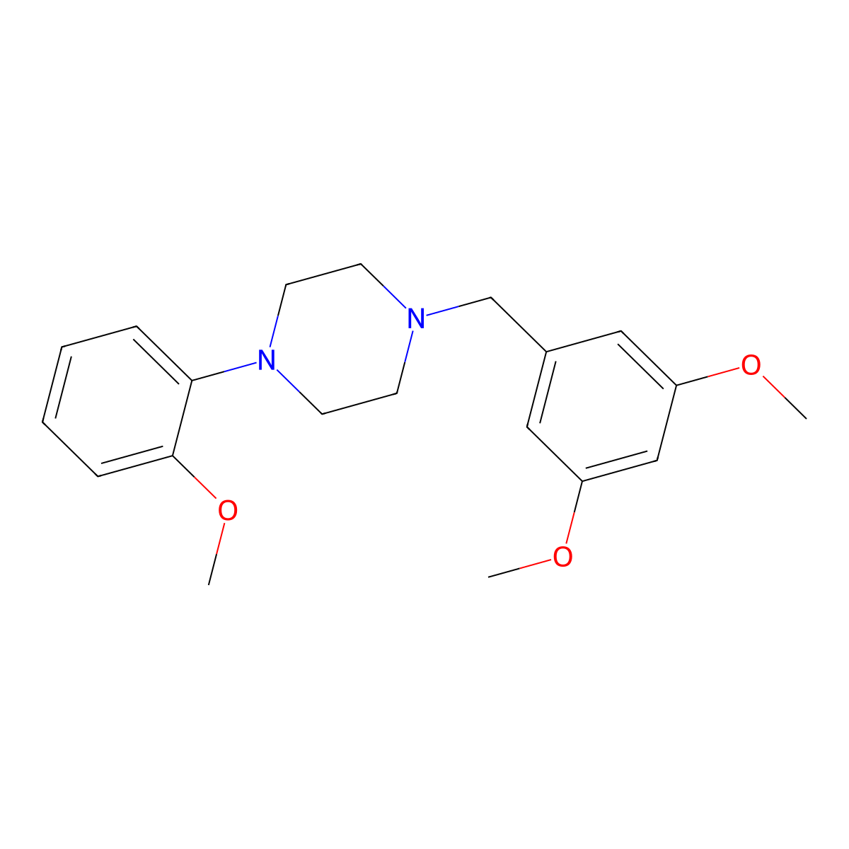 1-[(3,5-Dimethoxyphenyl)methyl]-4-(2-methoxyphenyl)piperazine molecular structure, CAS 415722-11-1
