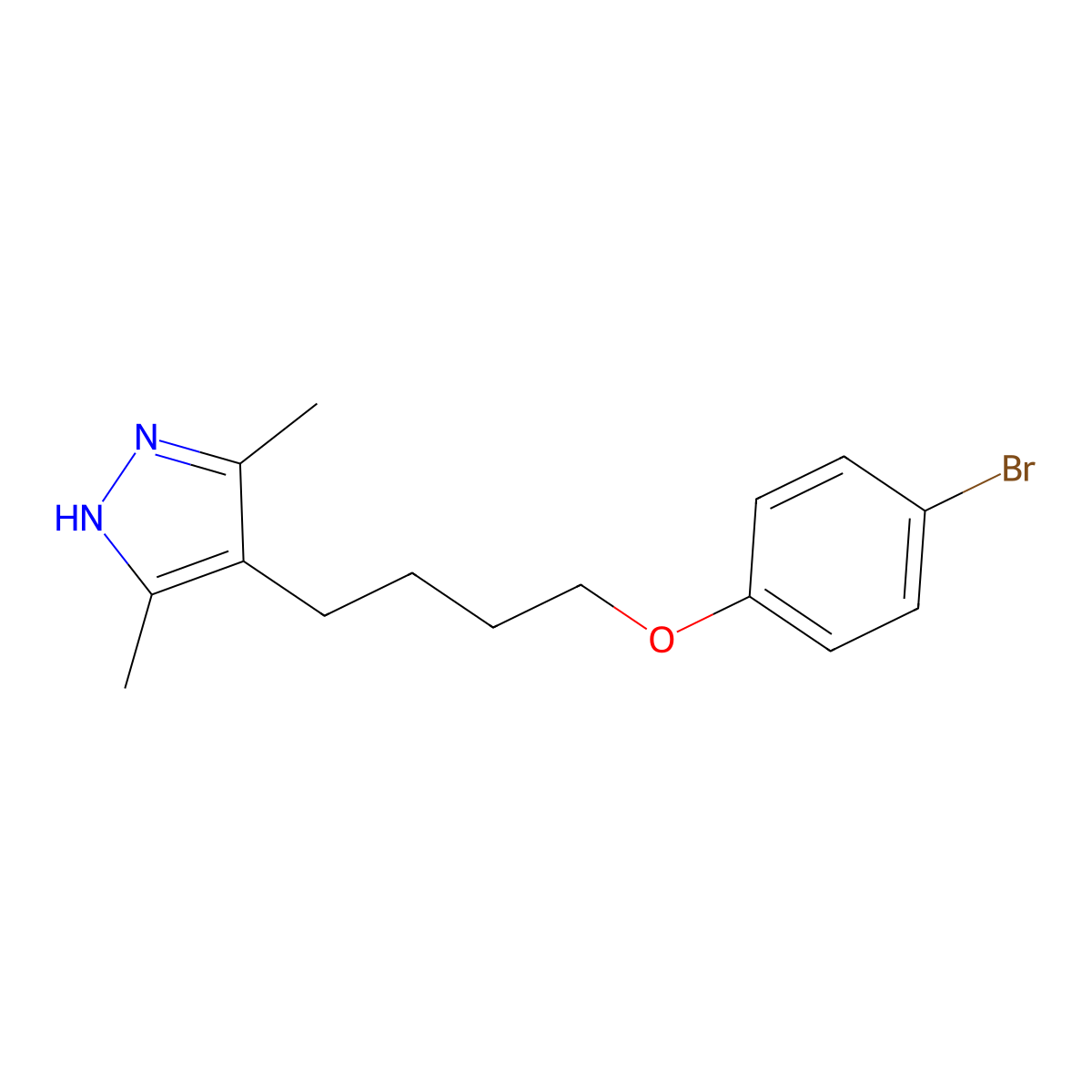 4-[4-(4-bromophenoxy)butyl]-3,5-dimethyl-1H-pyrazole molecular structure, CAS 415723-24-9