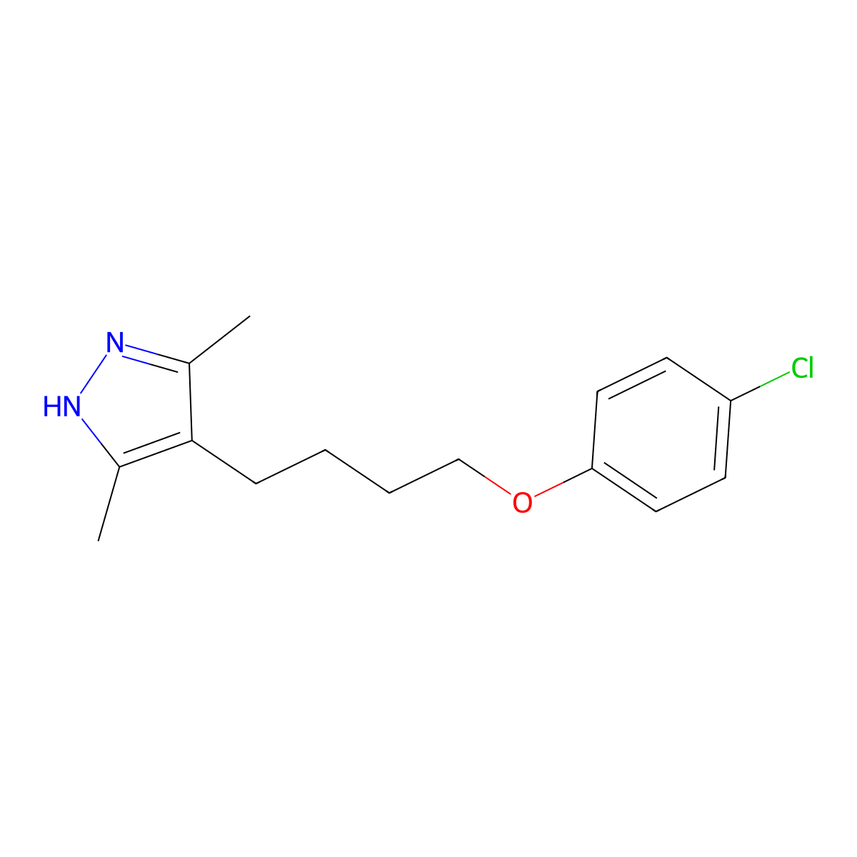 4-[4-(4-chlorophenoxy)butyl]-3,5-dimethyl-1H-pyrazole molecular structure, CAS 415724-41-3