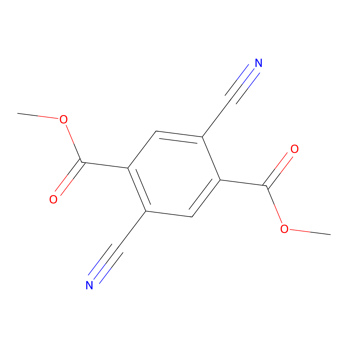 Dimethyl 2,5-dicyanobenzene-1,4-dicarboxylate molecular structure, CAS 41573-40-4