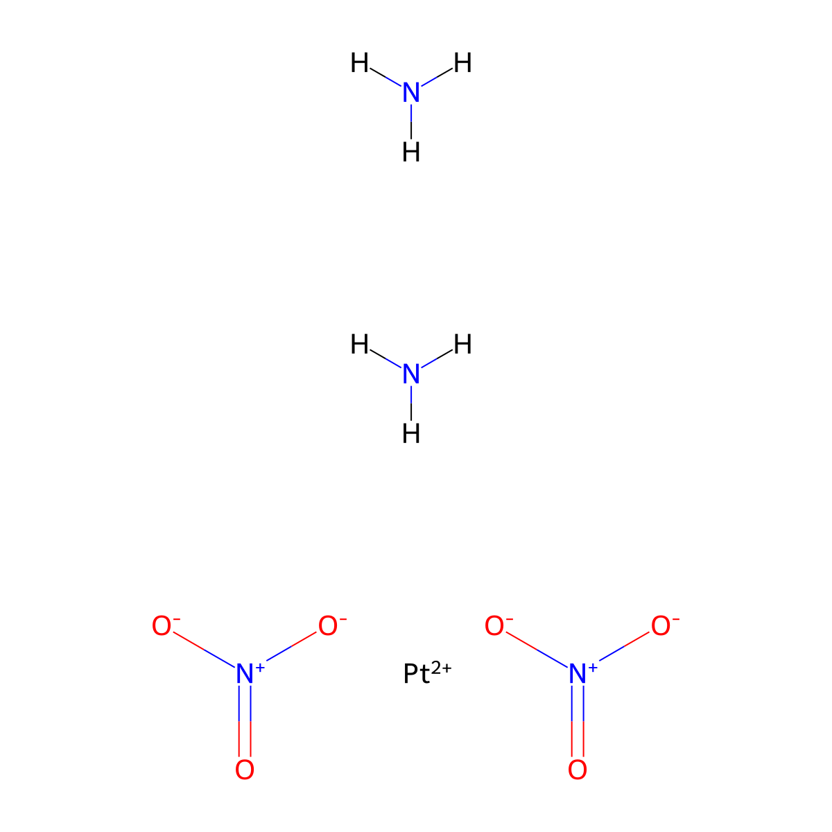 Platinum, diamminebis(nitrato-kappaO)-, (SP-4-2)- molecular structure, CAS 41575-87-5