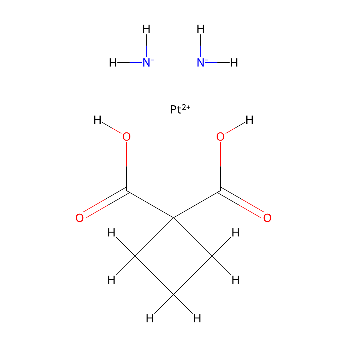 cis-Diammine(1,1-cyclobutanedicarboxylato)platinum(II) , Carboplatin molecular structure, CAS 41575-94-4