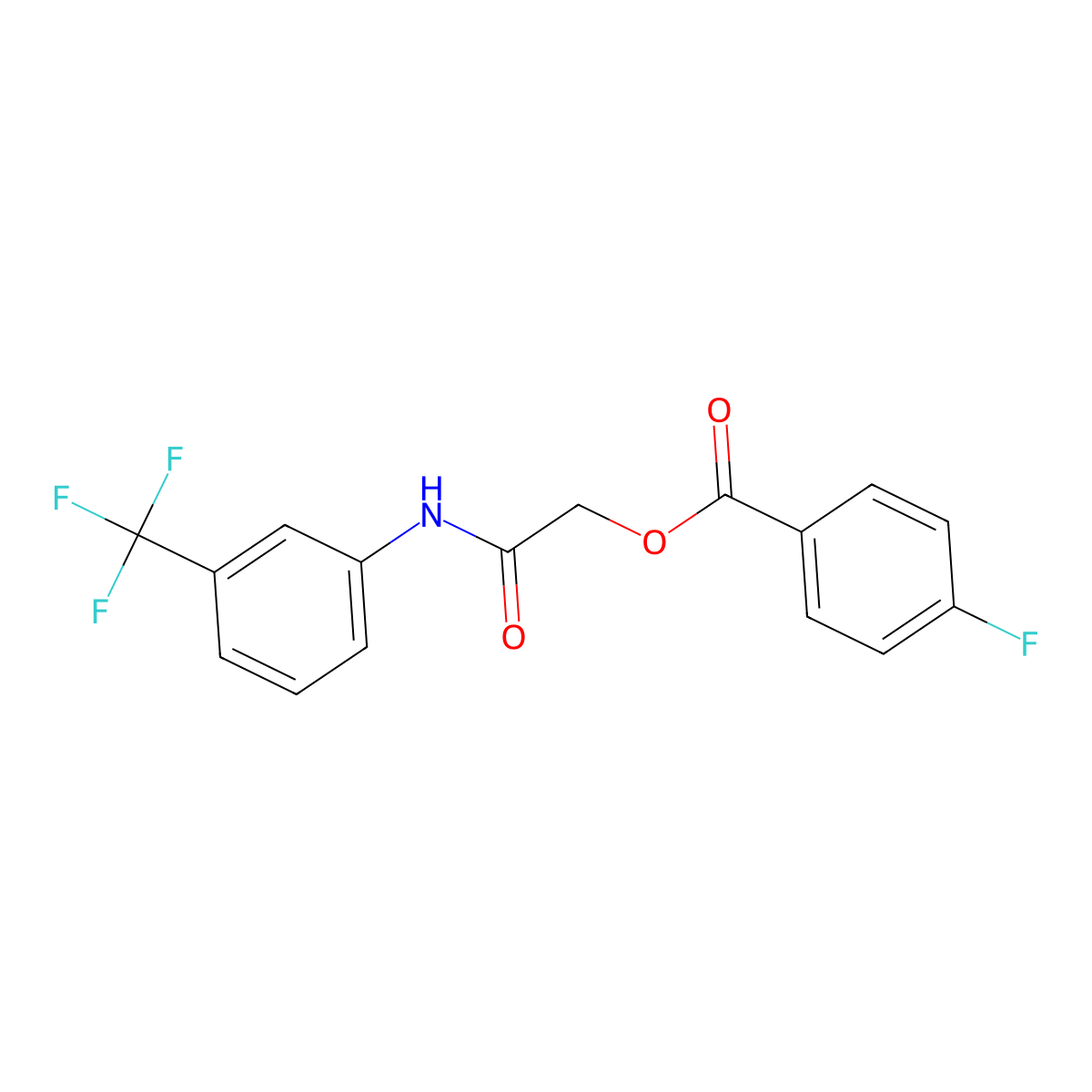 2-Oxo-2-((3-(trifluoromethyl)phenyl)amino)ethyl 4-fluorobenzoate molecular structure, CAS 4158-91-2