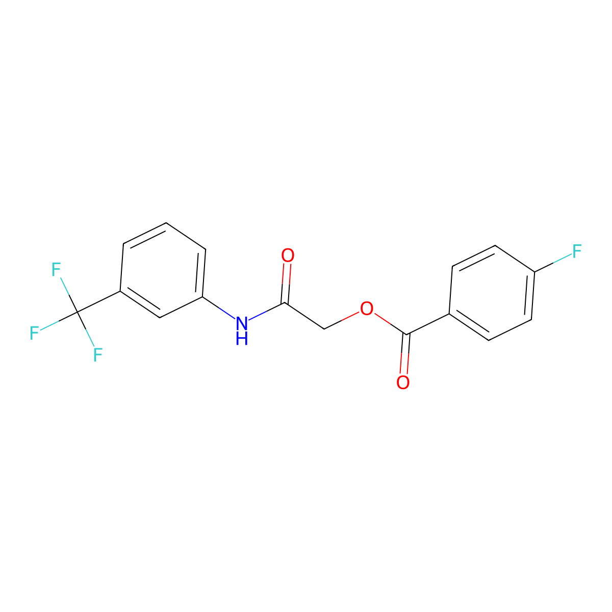 2-Oxo-2-((3-(trifluoromethyl)phenyl)amino)ethyl 4-fluorobenzoate molecular structure, CAS 4158-91-2
