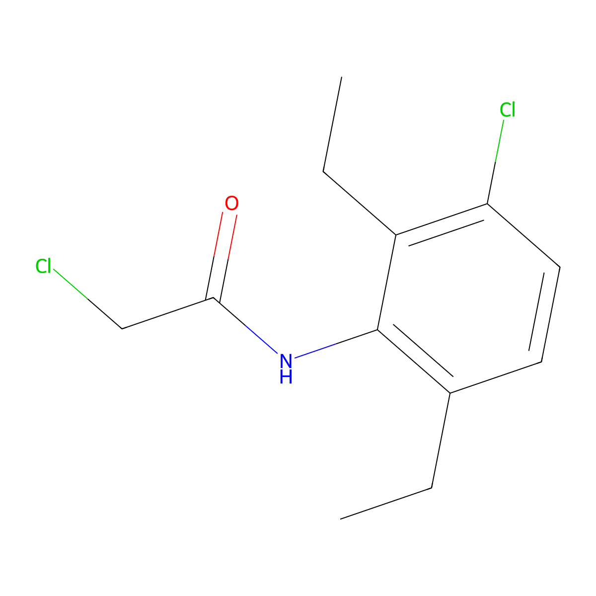2-chloro-N-(3-chloro-2,6-diethylphenyl)acetamide molecular structure, CAS 415894-65-4
