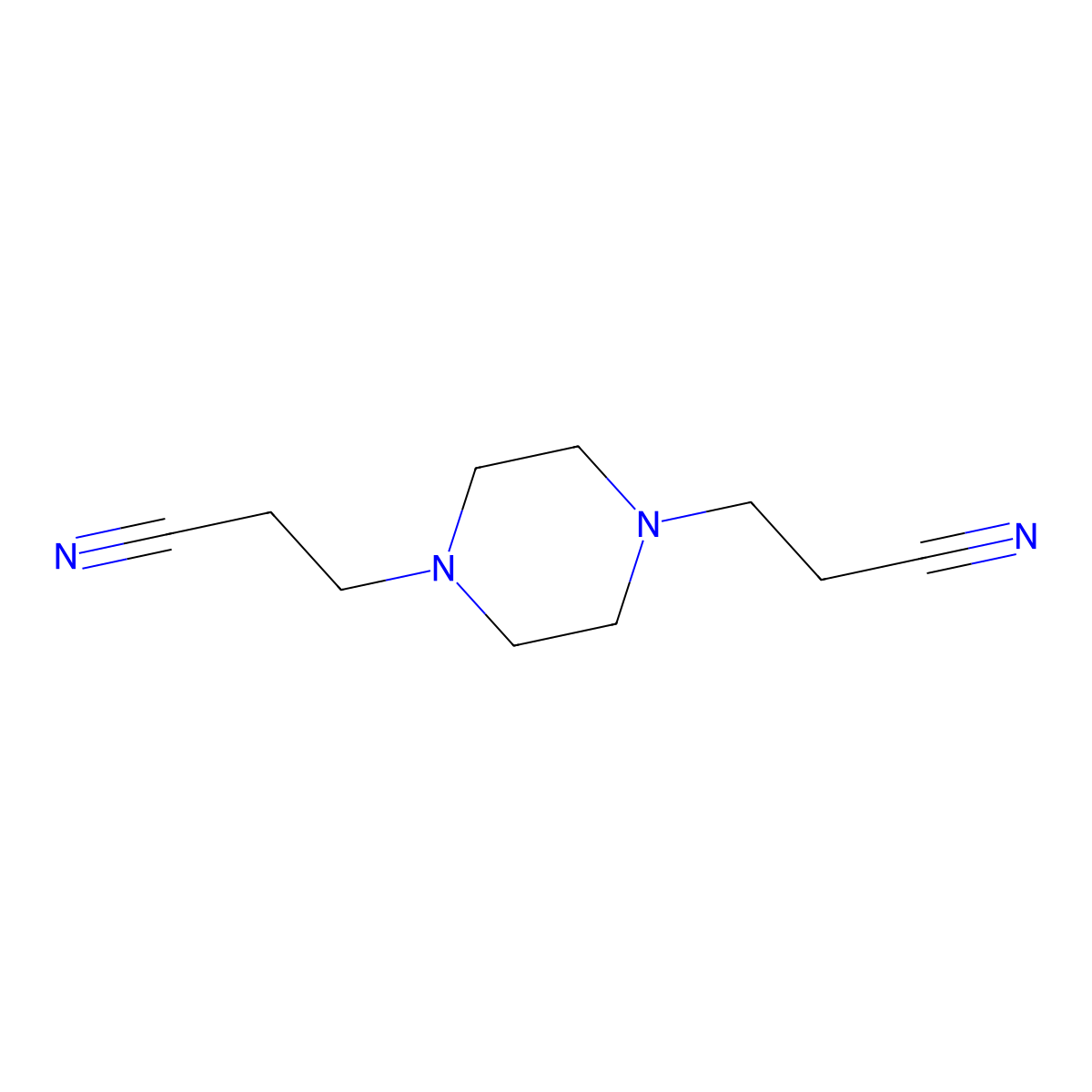 1,4-Piperazinedipropanenitrile molecular structure, CAS 4159-11-9