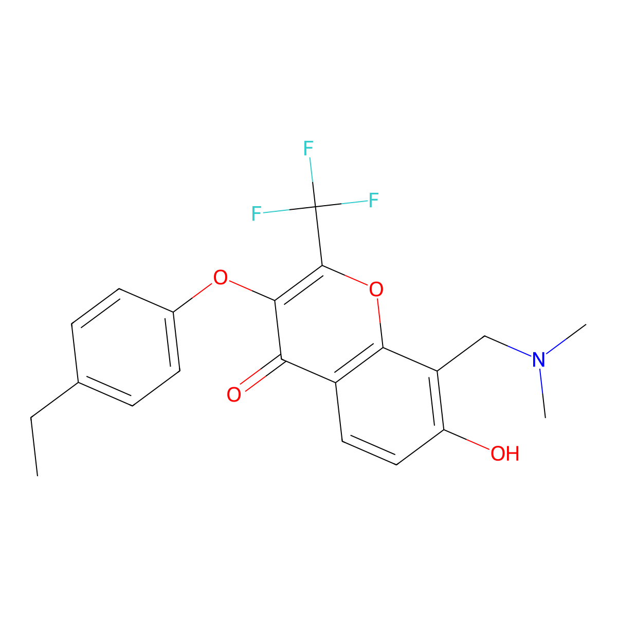8-[(dimethylamino)methyl]-3-(4-ethylphenoxy)-7-hydroxy-2-(trifluoromethyl)-4H-chromen-4-one molecular structure, CAS 4159-61-9