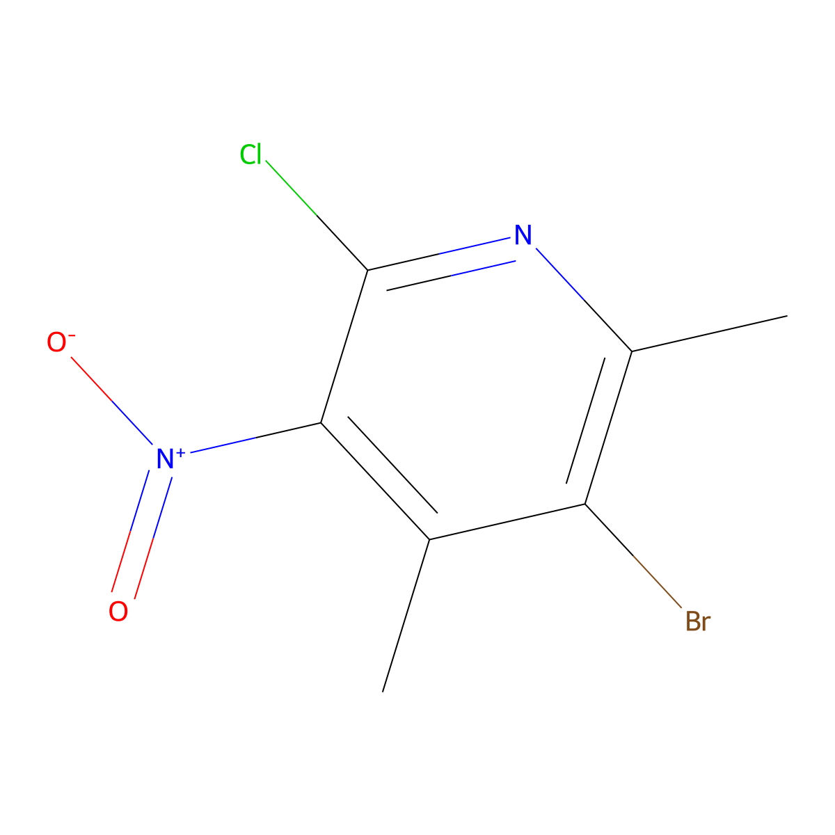 3-Bromo-6-chloro-2,4-dimethyl-5-nitropyridine molecular structure, CAS 415907-79-8