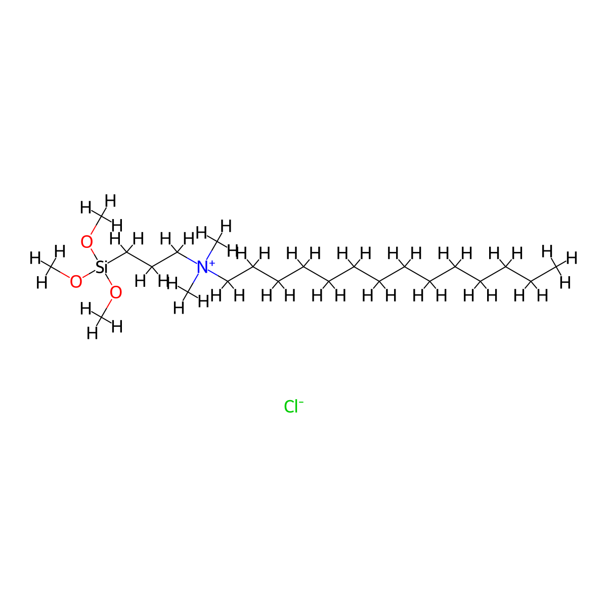 Dimethyltetradecyl(3-(trimethoxysilyl)propyl)ammonium chloride molecular structure, CAS 41591-87-1
