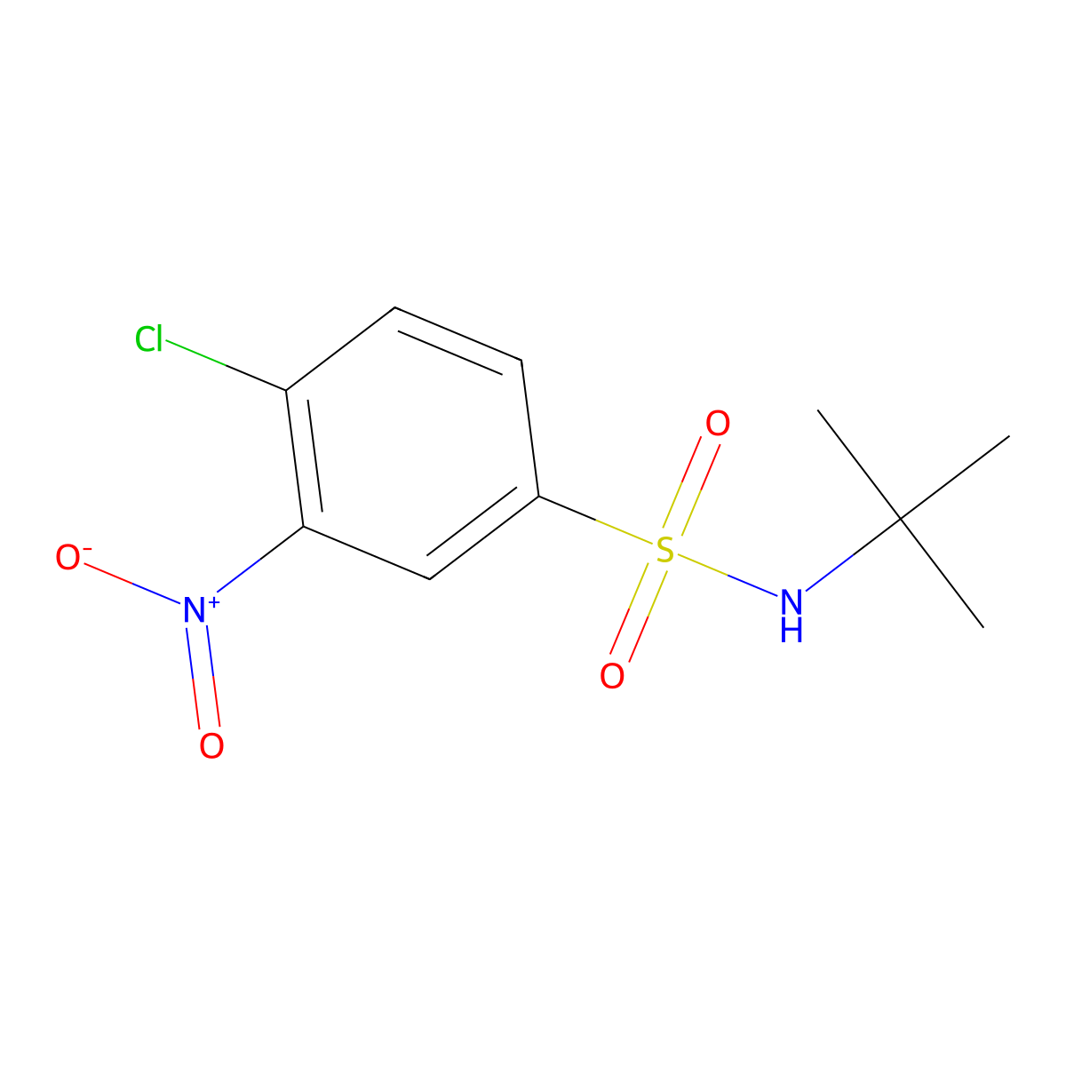 N-tert-butyl-4-chloro-3-nitrobenzene-1-sulfonamide molecular structure, CAS 415910-32-6