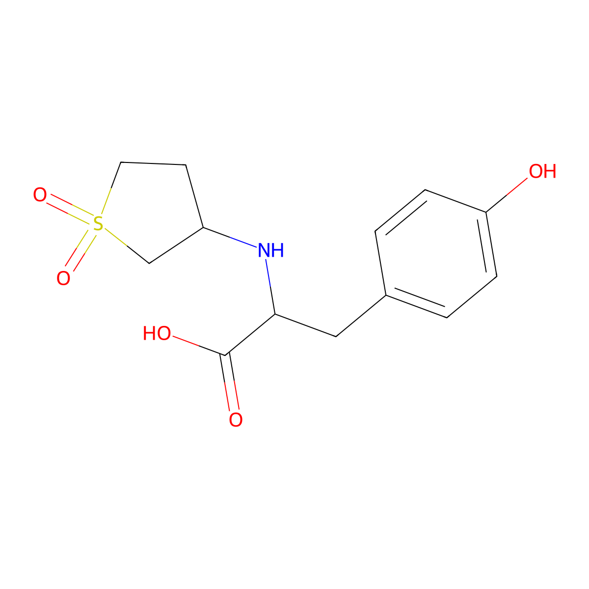 2-[(1,1-Dioxothiolan-3-yl)amino]-3-(4-hydroxyphenyl)propanoic acid molecular structure, CAS 415919-39-0