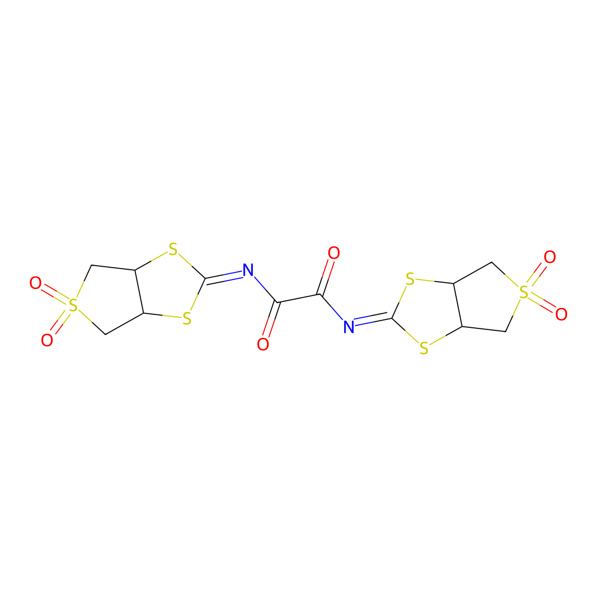 N1,N2-Bis(tetrahydro-5,5-dioxidothieno[3,4-d]-1,3-dithiol-2-ylidene)ethanediamide molecular structure, CAS 415919-41-4