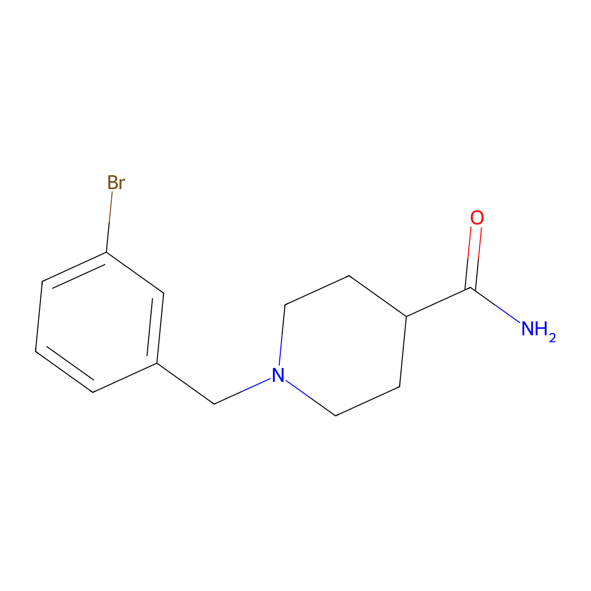 1-[(3-Bromophenyl)methyl]piperidine-4-carboxamide molecular structure, CAS 415921-92-5