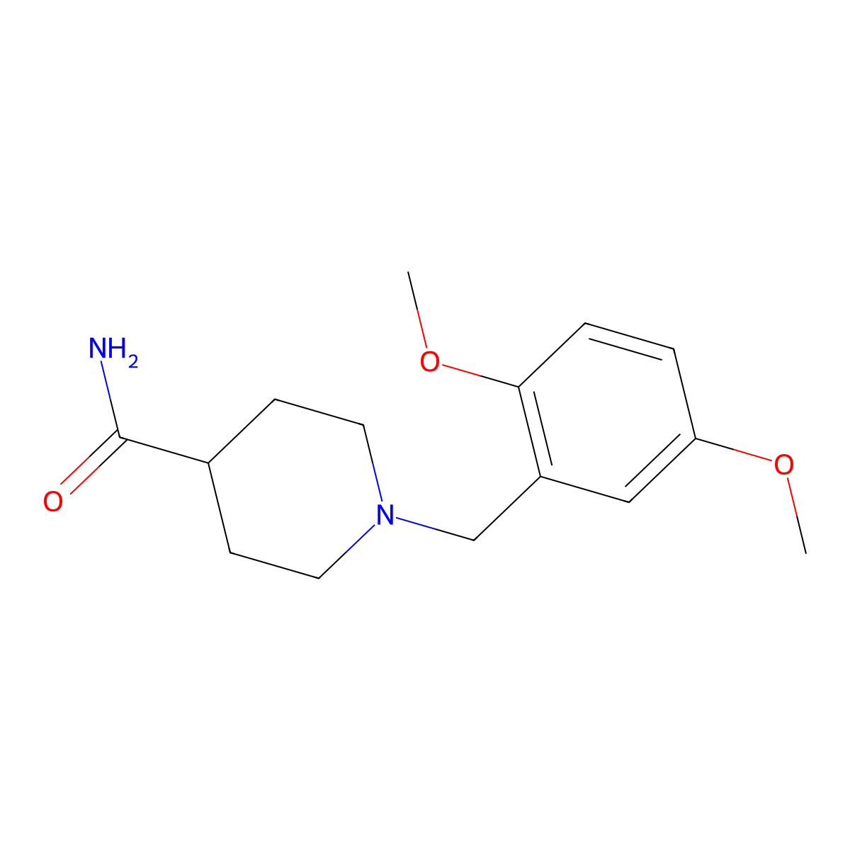 1-(2,5-Dimethoxybenzyl)piperidine-4-carboxamide molecular structure, CAS 415922-63-3