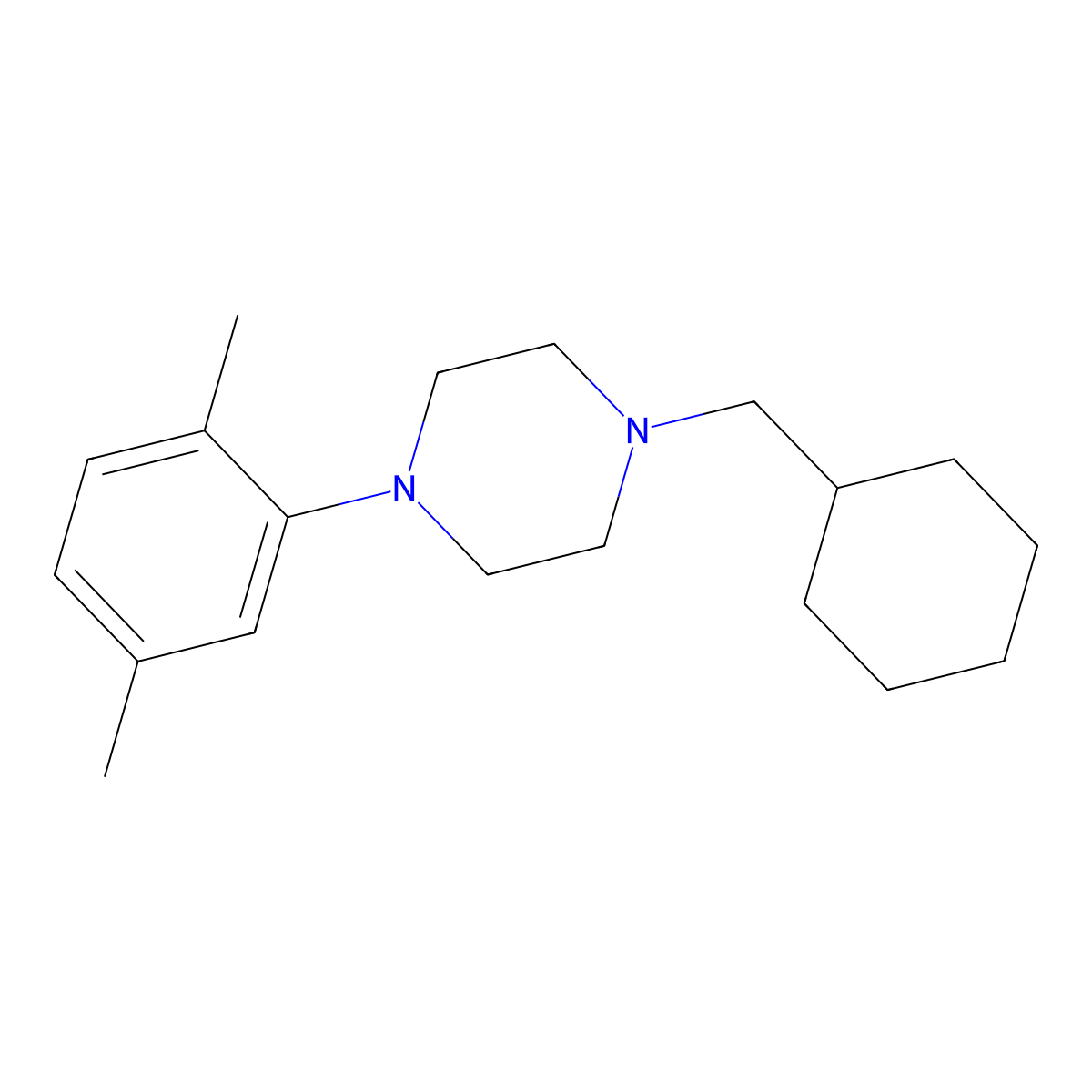 1-(Cyclohexylmethyl)-4-(2,5-dimethylphenyl)piperazine molecular structure, CAS 415923-35-2