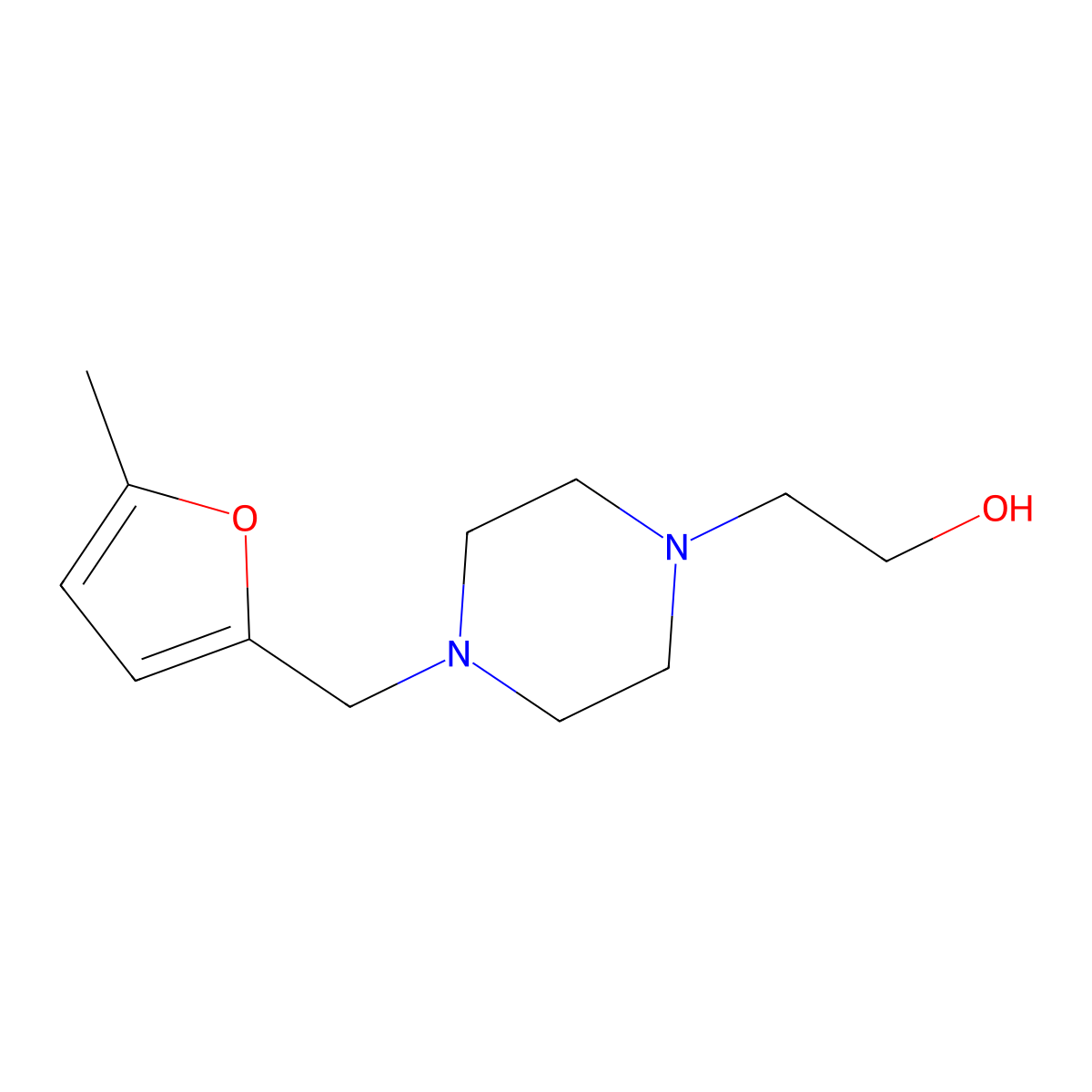 2-[4-[(5-Methylfuran-2-yl)methyl]piperazin-1-yl]ethanol molecular structure, CAS 415924-29-7