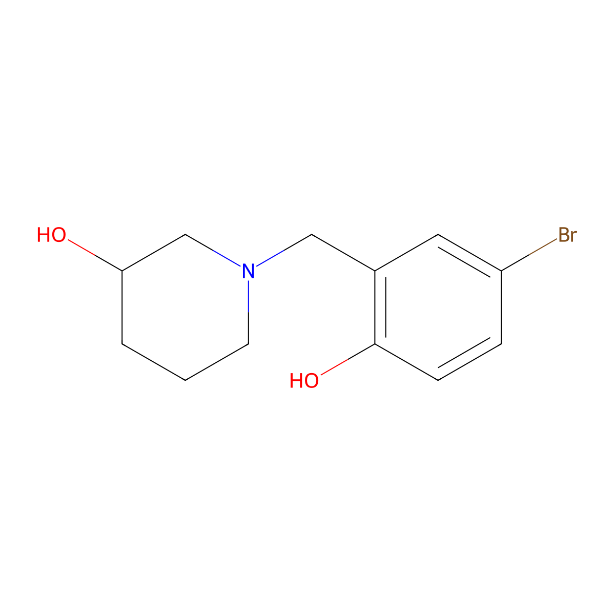 1-(5-Bromo-2-hydroxybenzyl)piperidin-3-ol molecular structure, CAS 415924-84-4