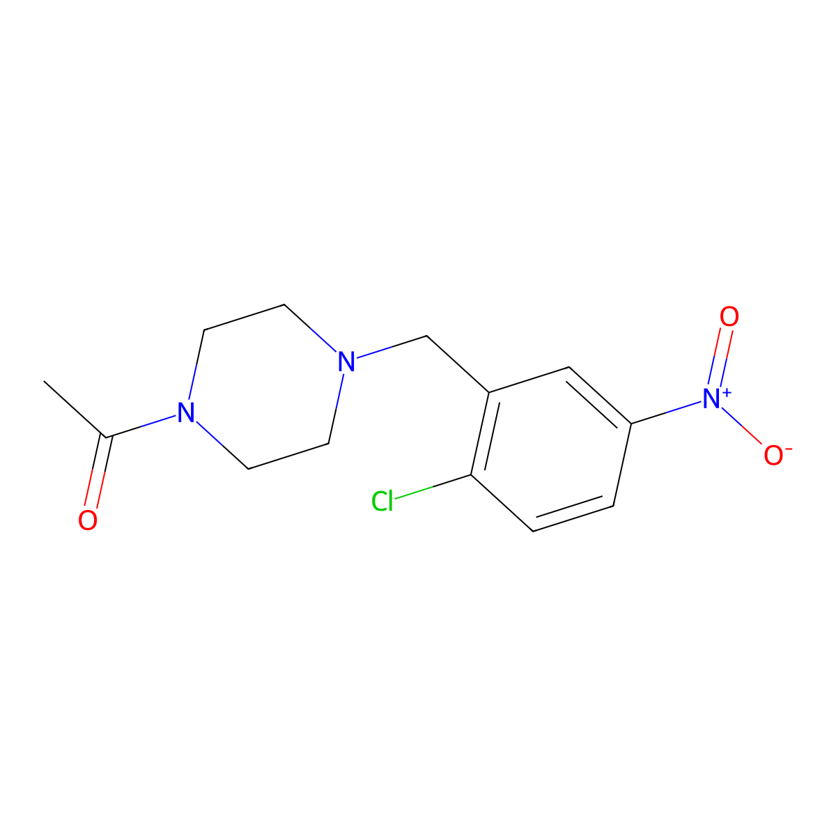 1-[4-[(2-Chloro-5-nitrophenyl)methyl]-1-piperazinyl]ethanone molecular structure, CAS 415925-41-6