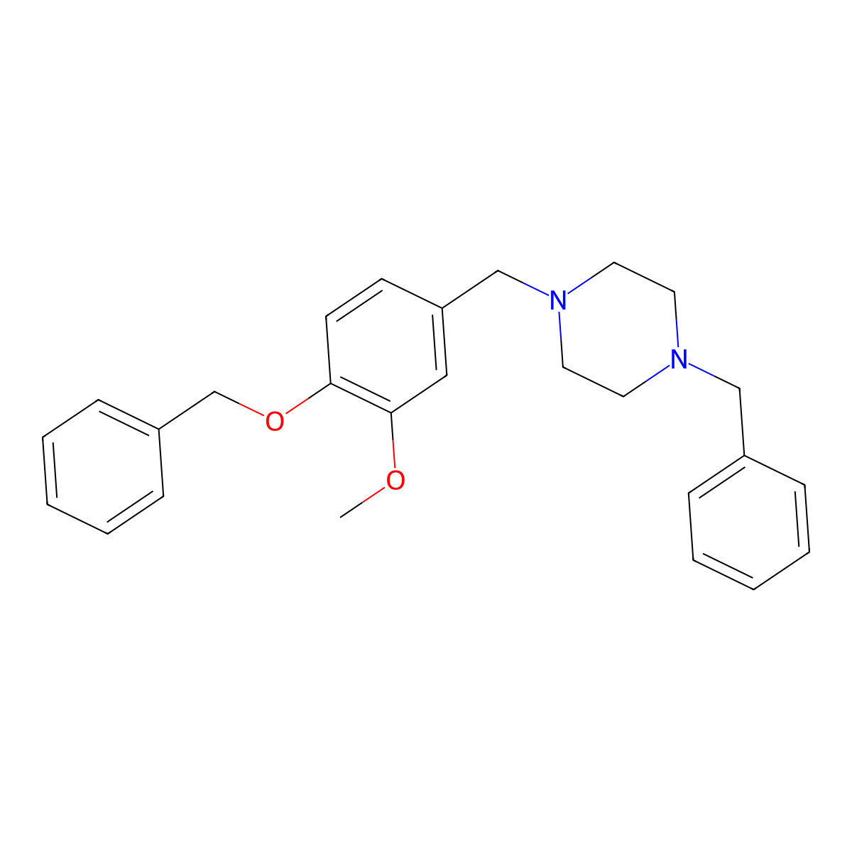 1-Benzyl-4-[4-(benzyloxy)-3-methoxybenzyl]piperazine molecular structure, CAS 415925-63-2