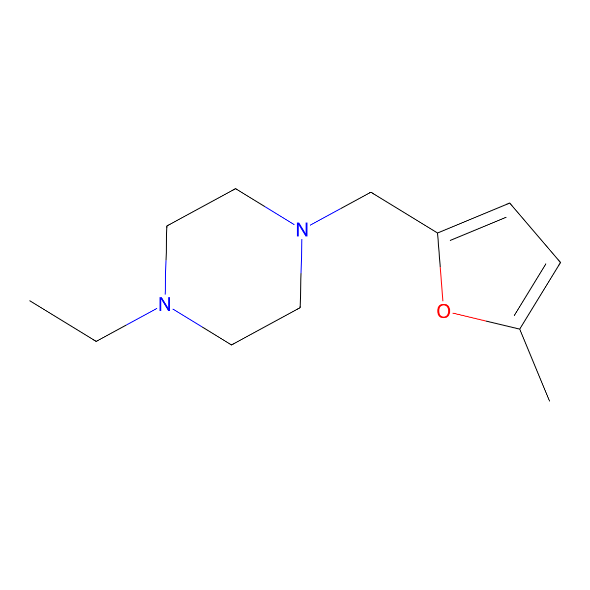 1-Ethyl-4-((5-methylfuran-2-yl)methyl)piperazine molecular structure, CAS 415925-67-6