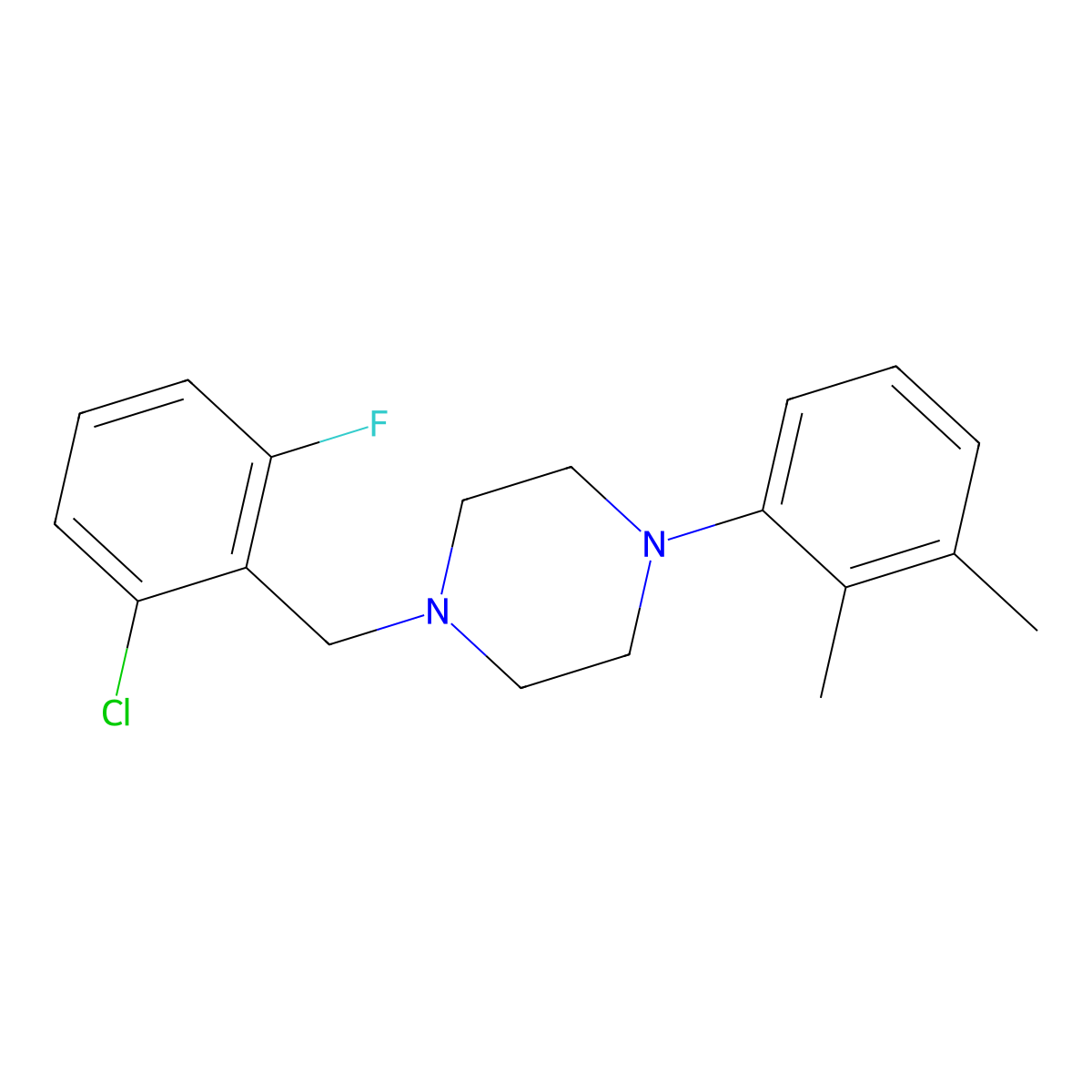 1-(2-Chloro-6-fluorobenzyl)-4-(2,3-dimethylphenyl)piperazine molecular structure, CAS 415926-22-6