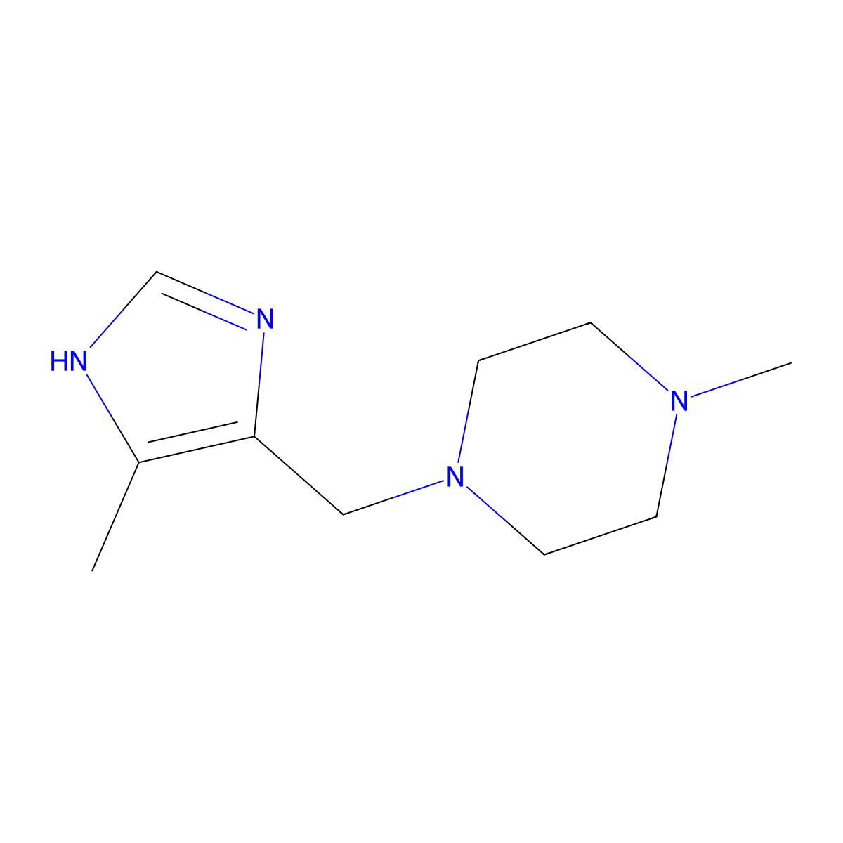 1-methyl-4-[(5-methyl-1H-imidazol-4-yl)methyl]piperazine molecular structure, CAS 415929-64-5