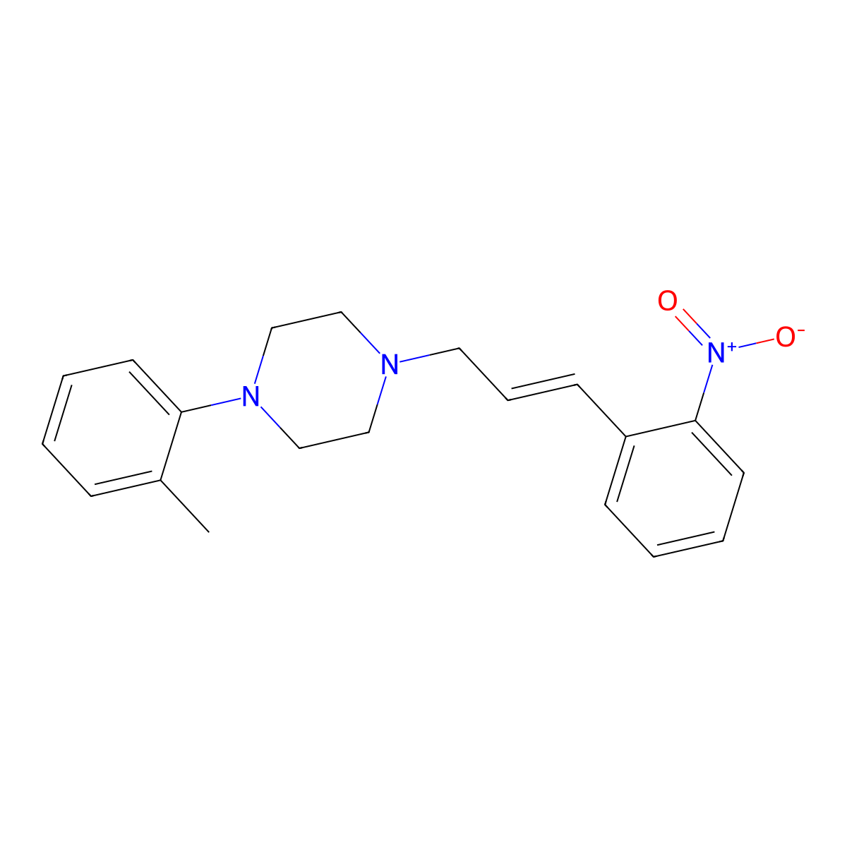 1-(2-Methylphenyl)-4-[3-(2-nitrophenyl)-2-propen-1-yl]piperazine molecular structure, CAS 415930-00-6