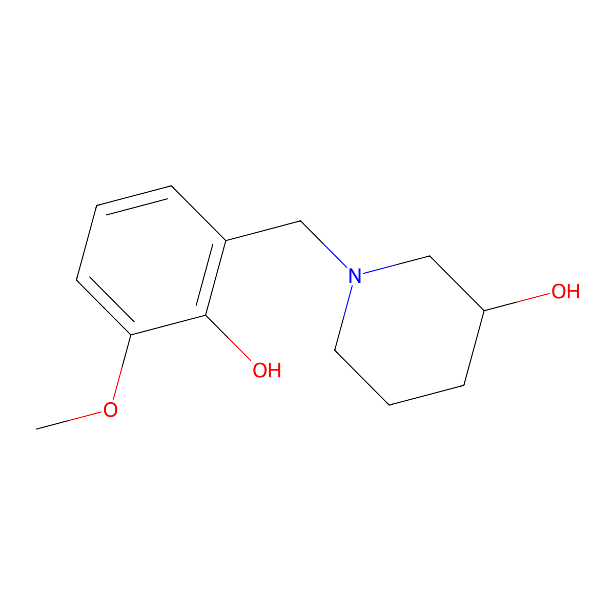 1-(2-Hydroxy-3-methoxybenzyl)piperidin-3-ol molecular structure, CAS 415930-59-5