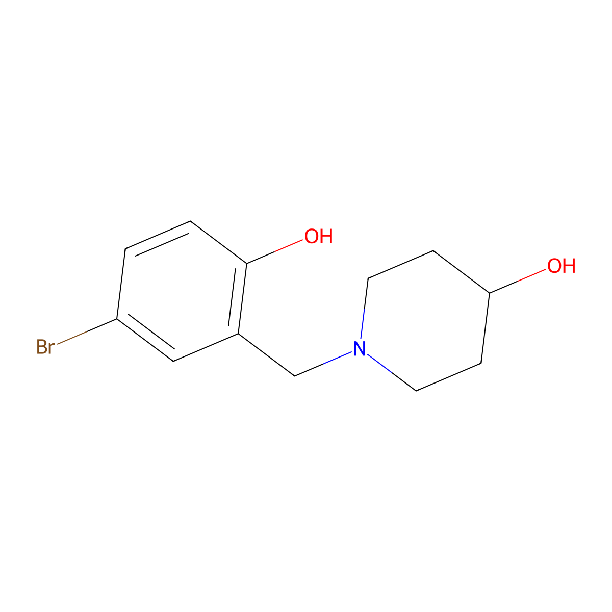 1-(5-Bromo-2-hydroxybenzyl)piperidin-4-ol molecular structure, CAS 415930-63-1