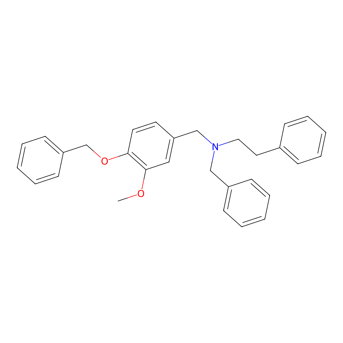 N-benzyl-N-[4-(benzyloxy)-3-methoxybenzyl]-2-phenylethanamine molecular structure, CAS 415930-80-2