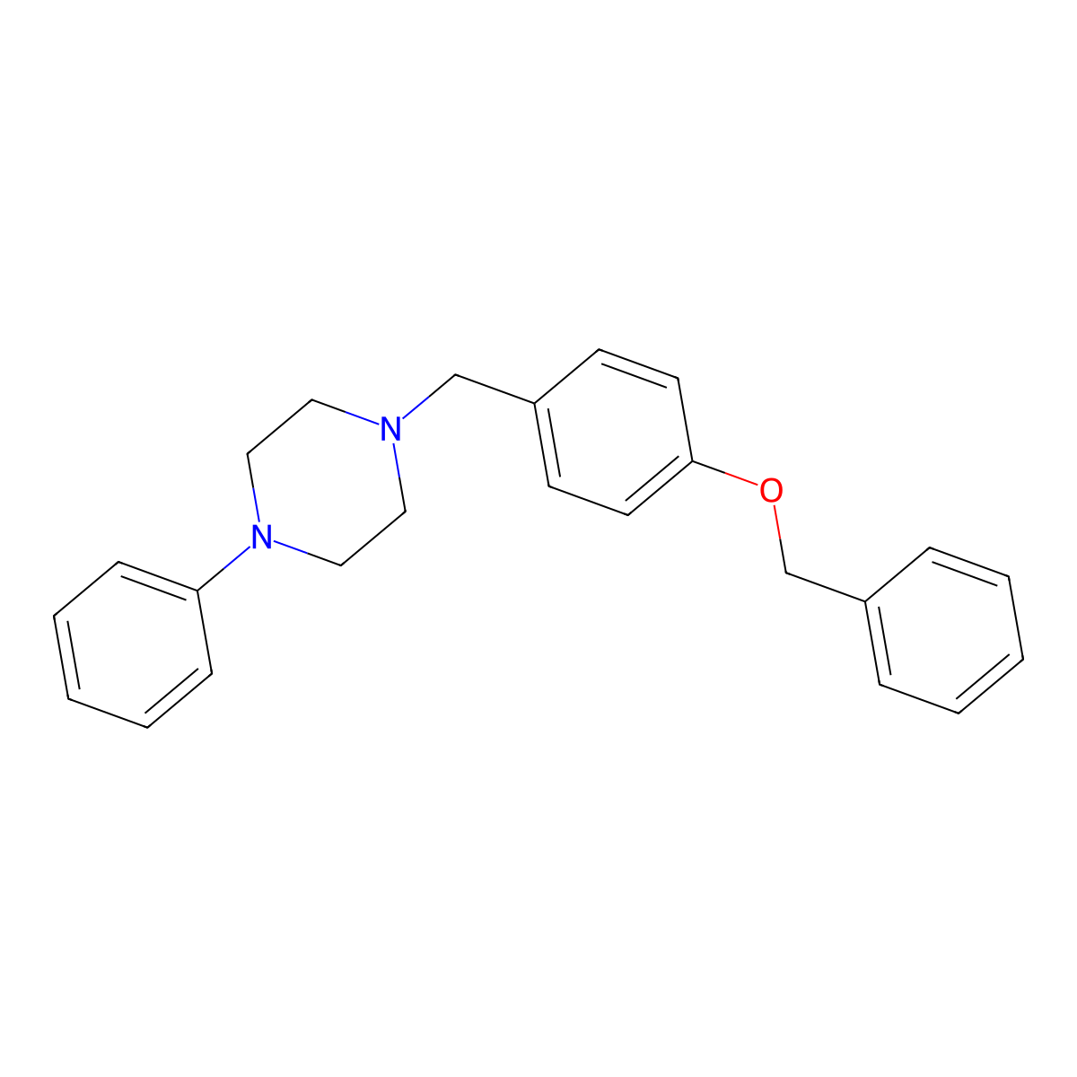 1-Phenyl-4-[(4-phenylmethoxyphenyl)methyl]piperazine molecular structure, CAS 415931-02-1