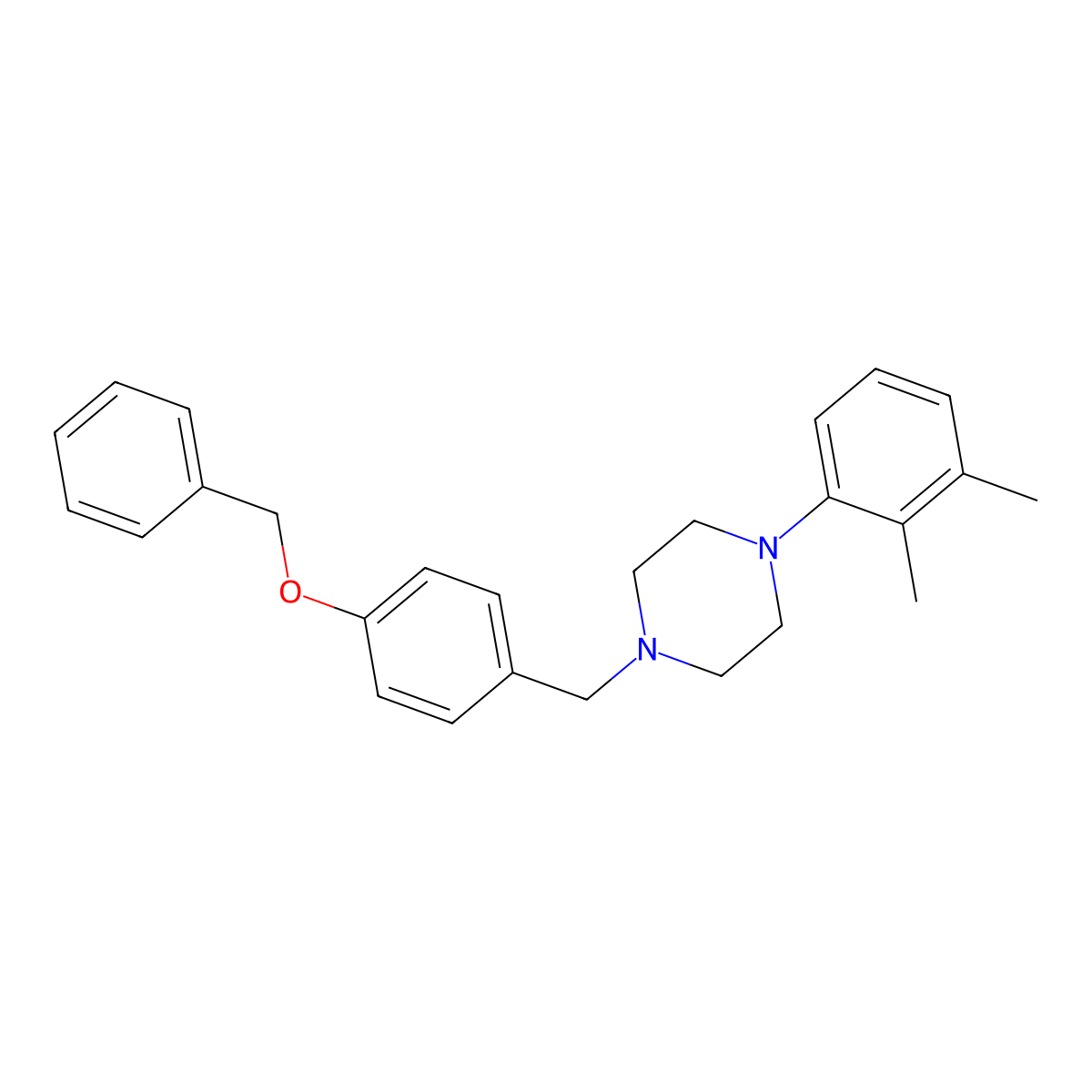 1-(2,3-Dimethylphenyl)-4-[(4-phenylmethoxyphenyl)methyl]piperazine molecular structure, CAS 415931-34-9