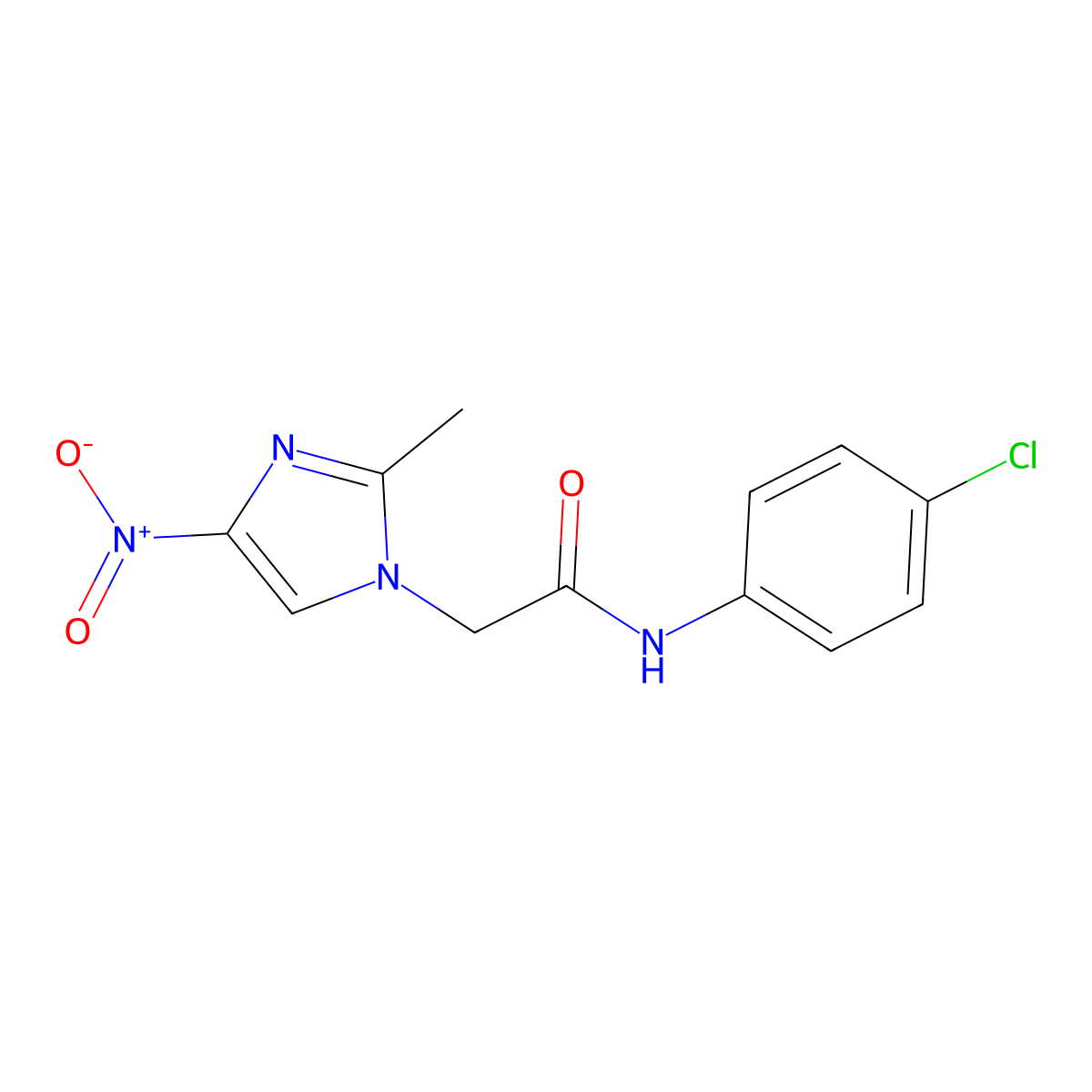 N-(4-chlorophenyl)-2-(2-methyl-4-nitro-1H-imidazol-1-yl)acetamide molecular structure, CAS 415934-01-9