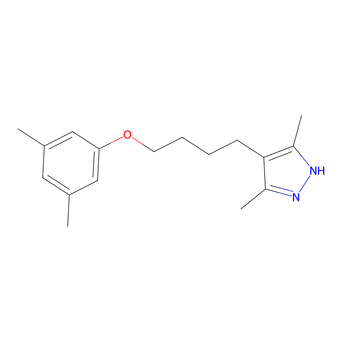 4-[4-(3,5-dimethylphenoxy)butyl]-3,5-dimethyl-1H-pyrazole molecular structure, CAS 415934-04-2