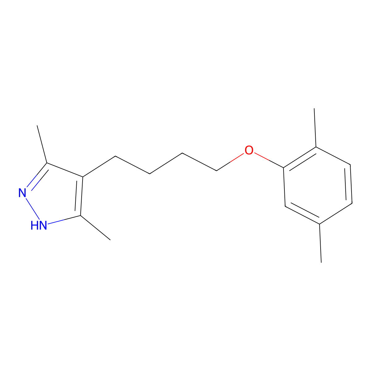 4-[4-(2,5-dimethylphenoxy)butyl]-3,5-dimethyl-1H-pyrazole molecular structure, CAS 415935-16-9