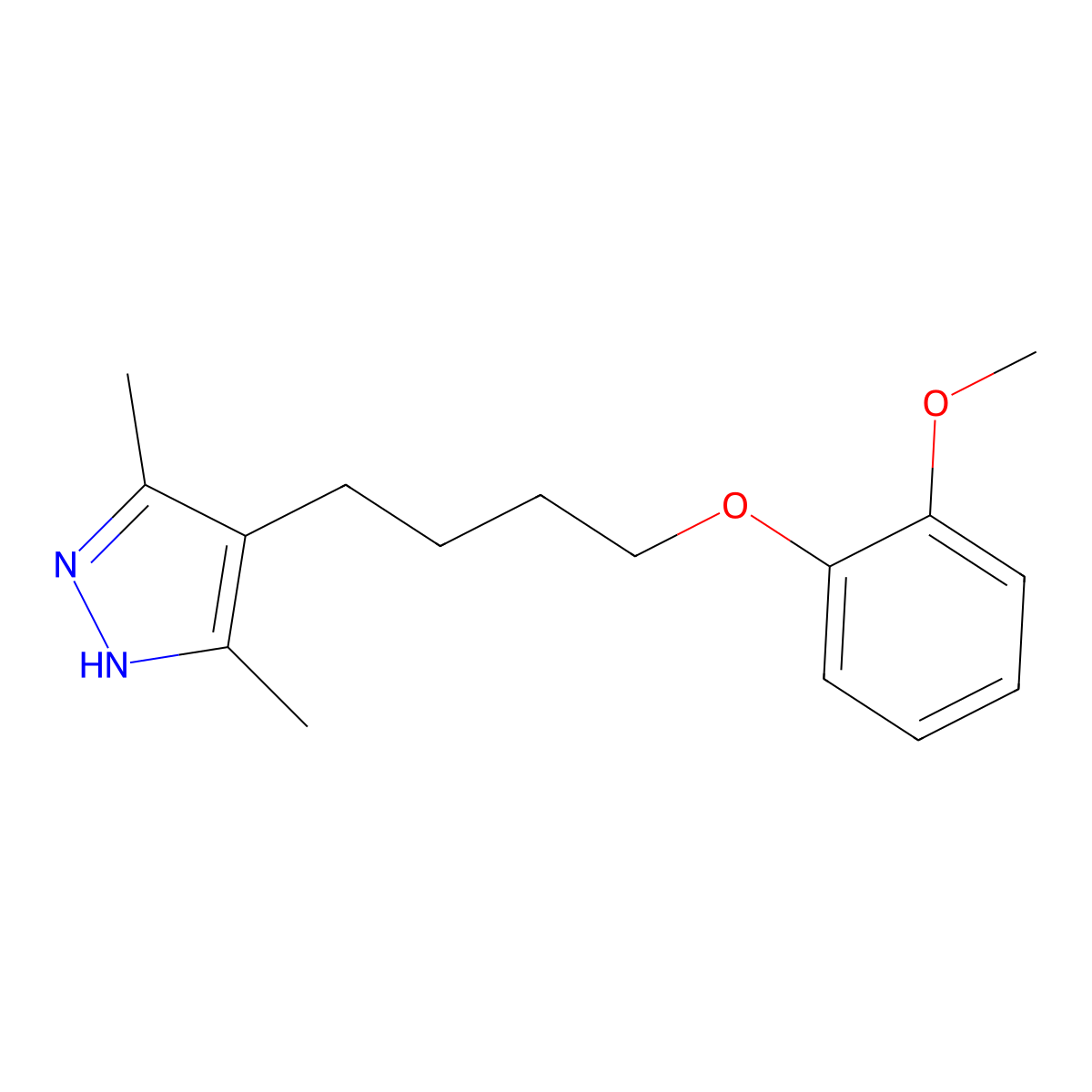 4-[4-(2-methoxyphenoxy)butyl]-3,5-dimethyl-1H-pyrazole molecular structure, CAS 415936-93-5