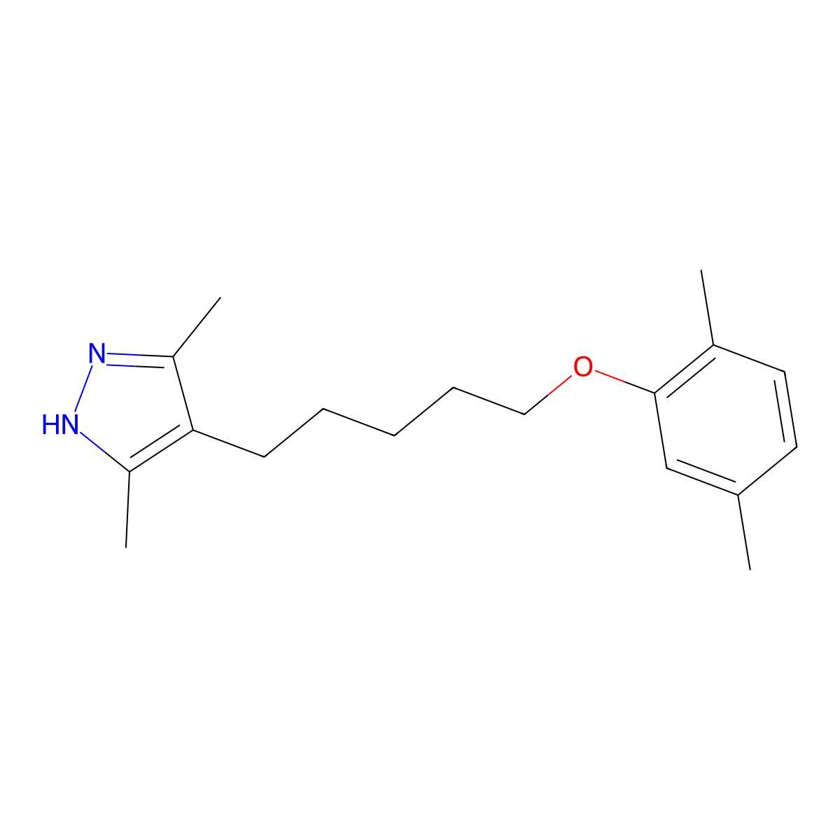 4-[5-(2,5-dimethylphenoxy)pentyl]-3,5-dimethyl-1H-pyrazole molecular structure, CAS 415936-97-9