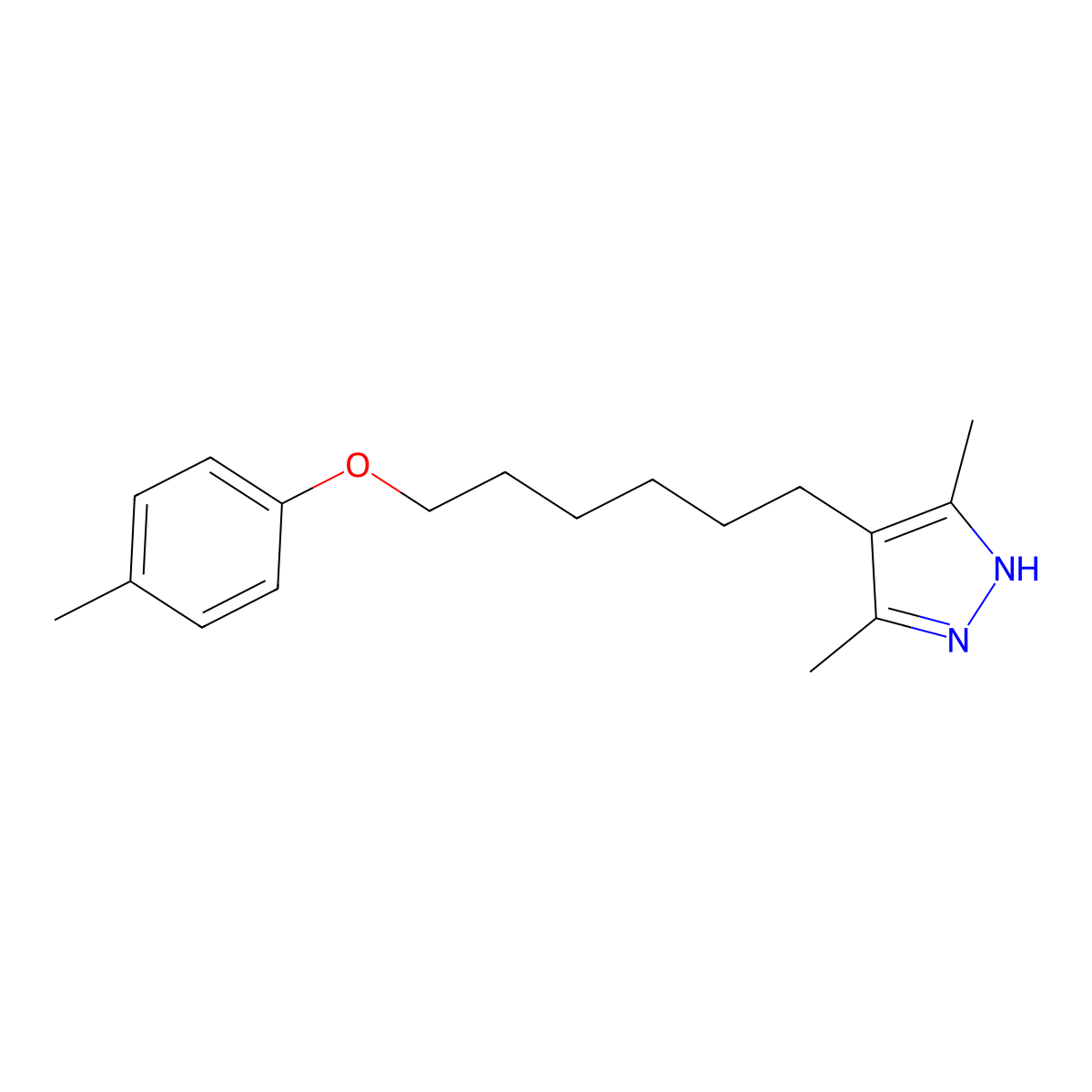 6-(3,5-dimethyl-1H-pyrazol-4-yl)hexyl 4-methylphenyl ether molecular structure, CAS 415937-03-0