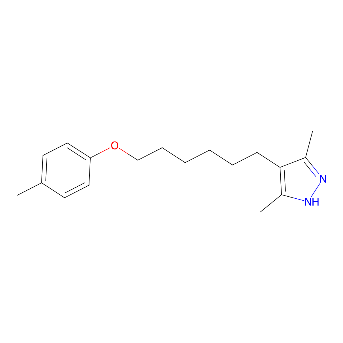 6-(3,5-dimethyl-1H-pyrazol-4-yl)hexyl 4-methylphenyl ether molecular structure, CAS 415937-03-0