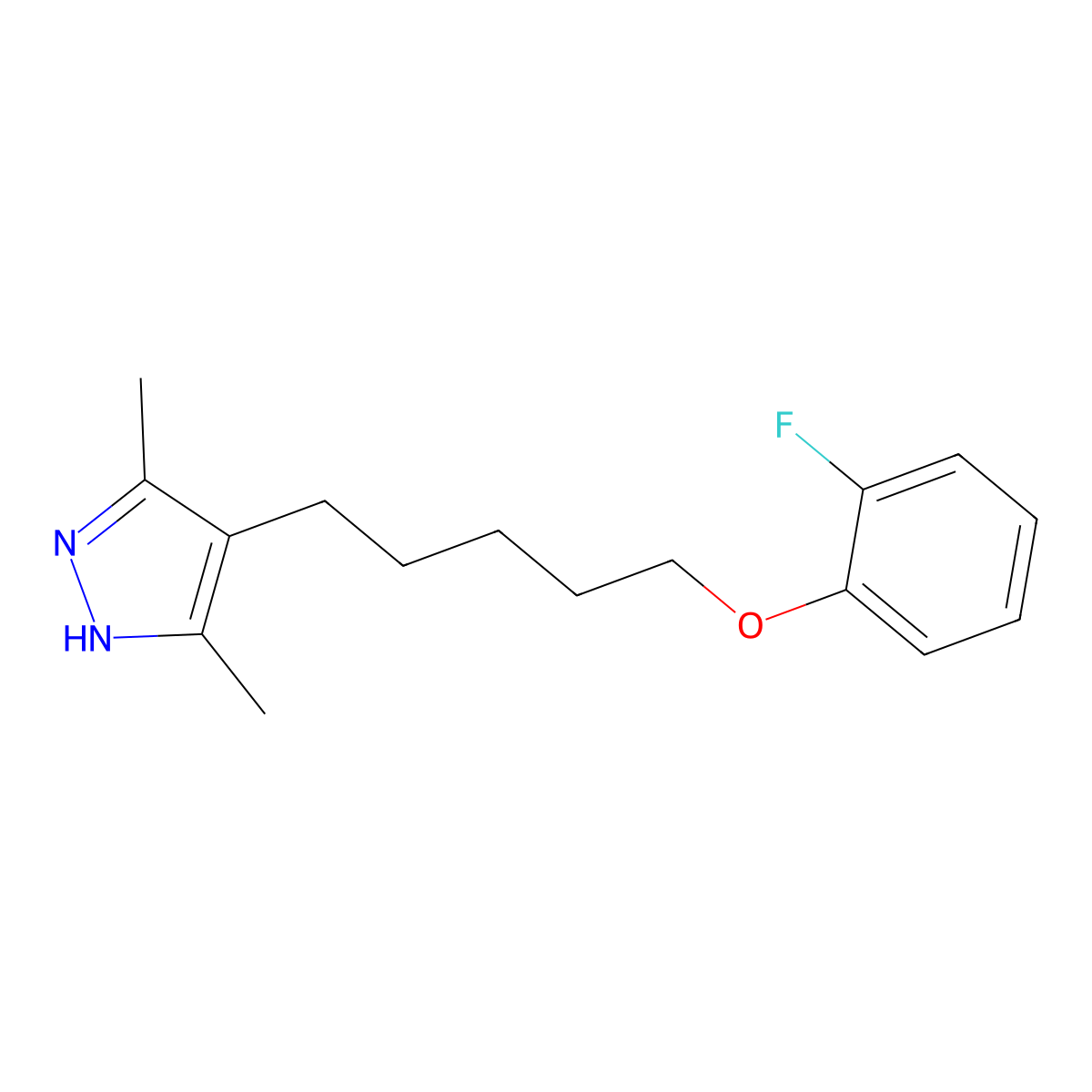 4-[5-(2-fluorophenoxy)pentyl]-3,5-dimethyl-1H-pyrazole molecular structure, CAS 415937-38-1