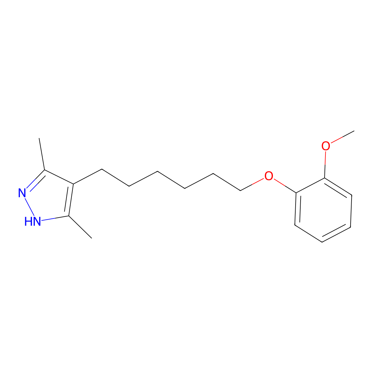 4-[6-(2-methoxyphenoxy)hexyl]-3,5-dimethyl-1H-pyrazole molecular structure, CAS 415937-87-0